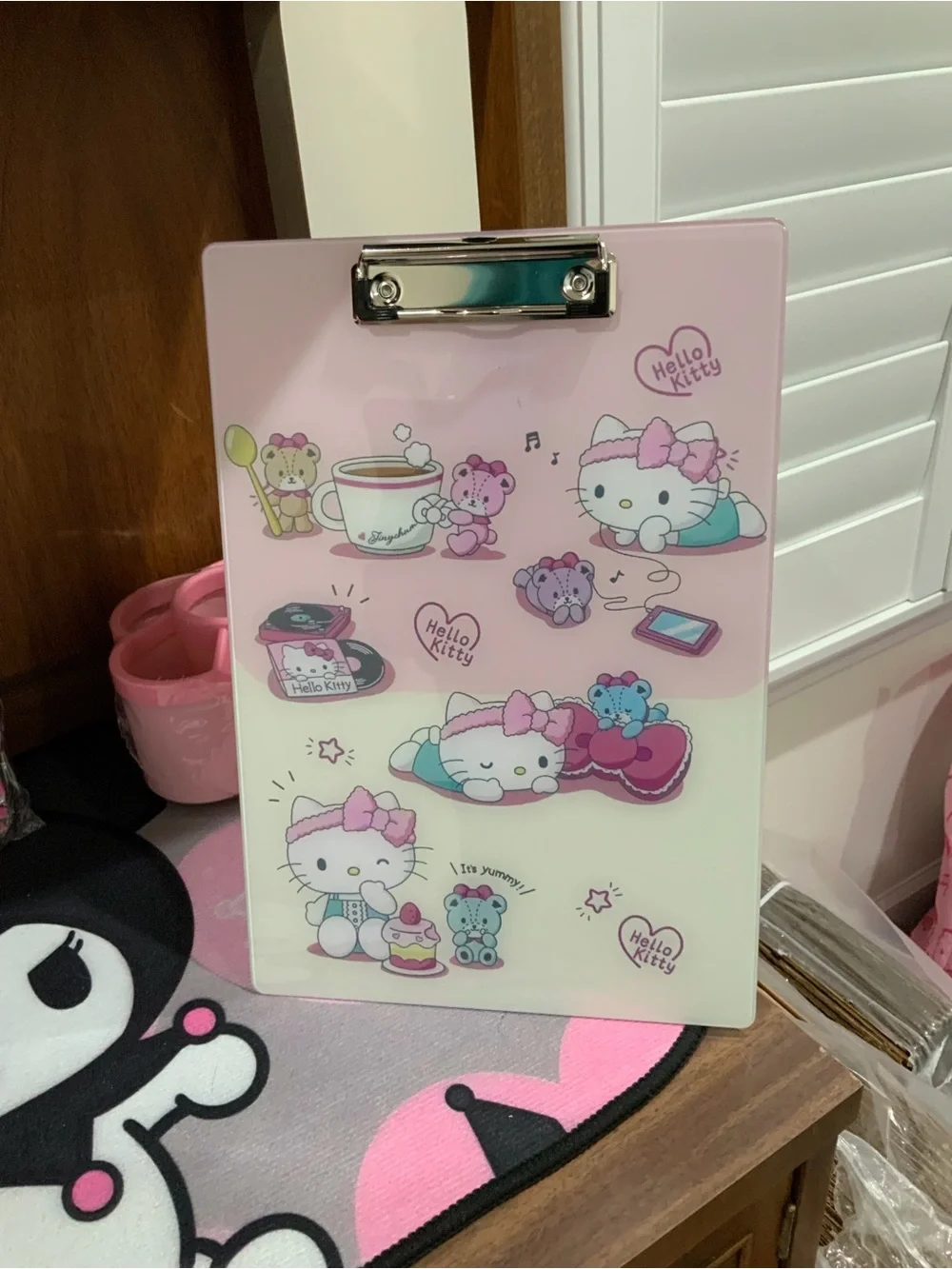 Hello Kitty Pastel Pink and White Character Clipboard